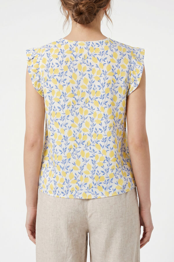 Pieces Top fluido estampado sin mangas blanco