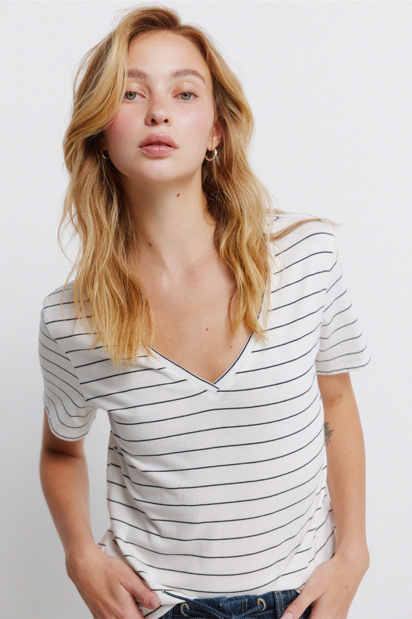 Springfield Cotton basic V-neck T-shirt