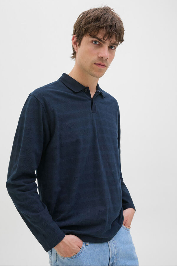 JJ REBEL long sleeve polo shirt blue