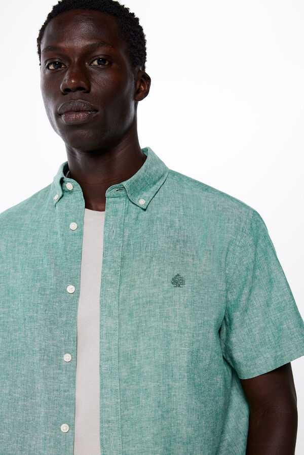 Springfield Short-sleeved linen shirt green