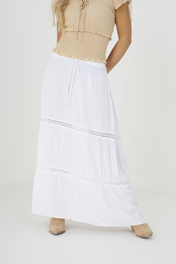 Springfield Long skirt with elasticated waist white