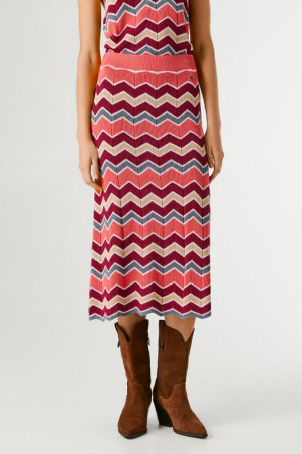 Pepe Jeans Jersey-knit long skirt red