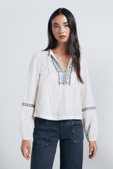 Springfield Boho blouse with sequin embroidery nude