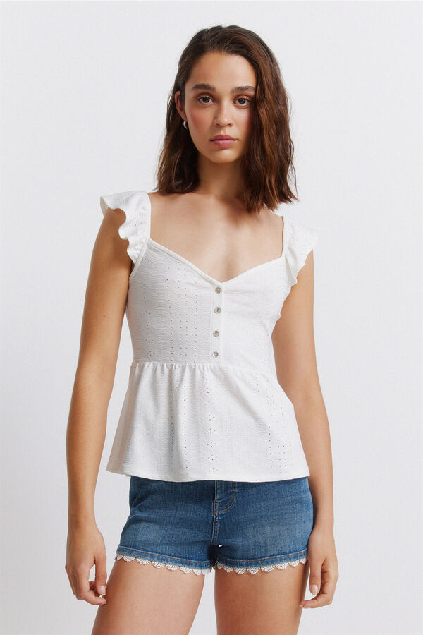 Springfield Vest top with ruffles printed