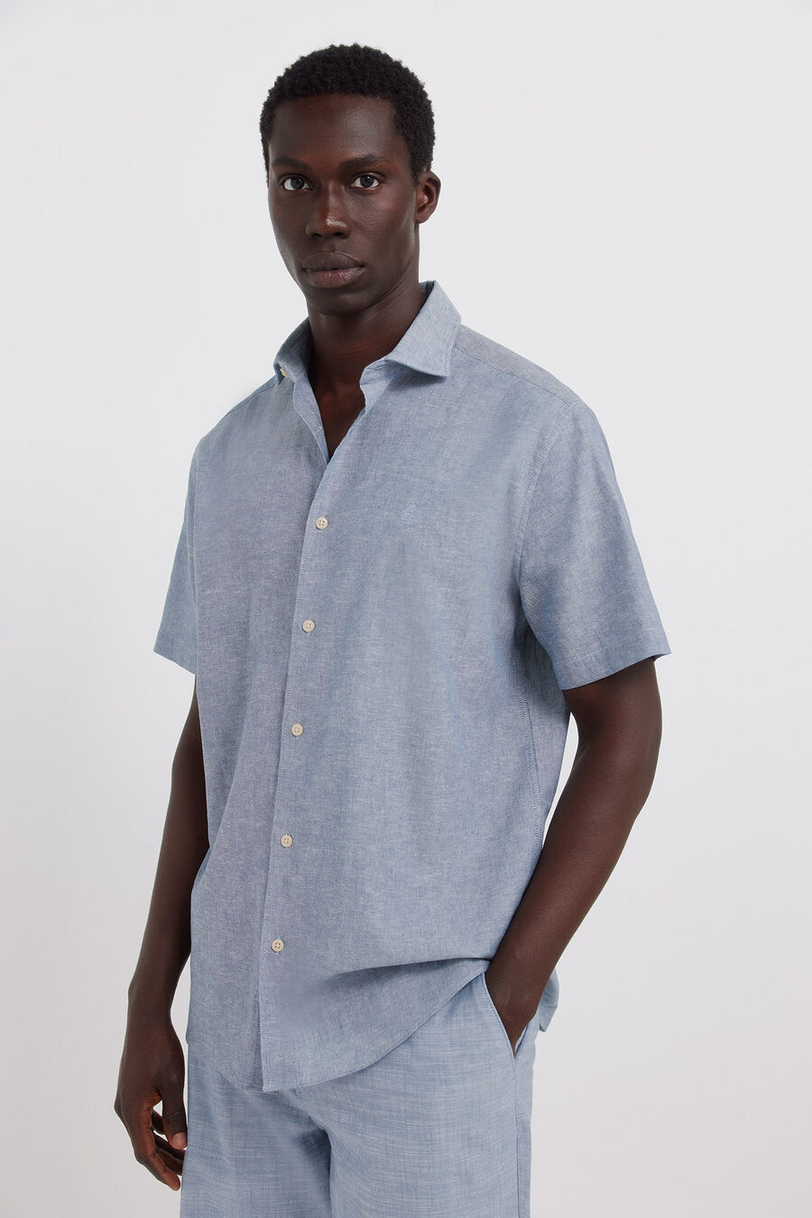 Camisa manga corta lino