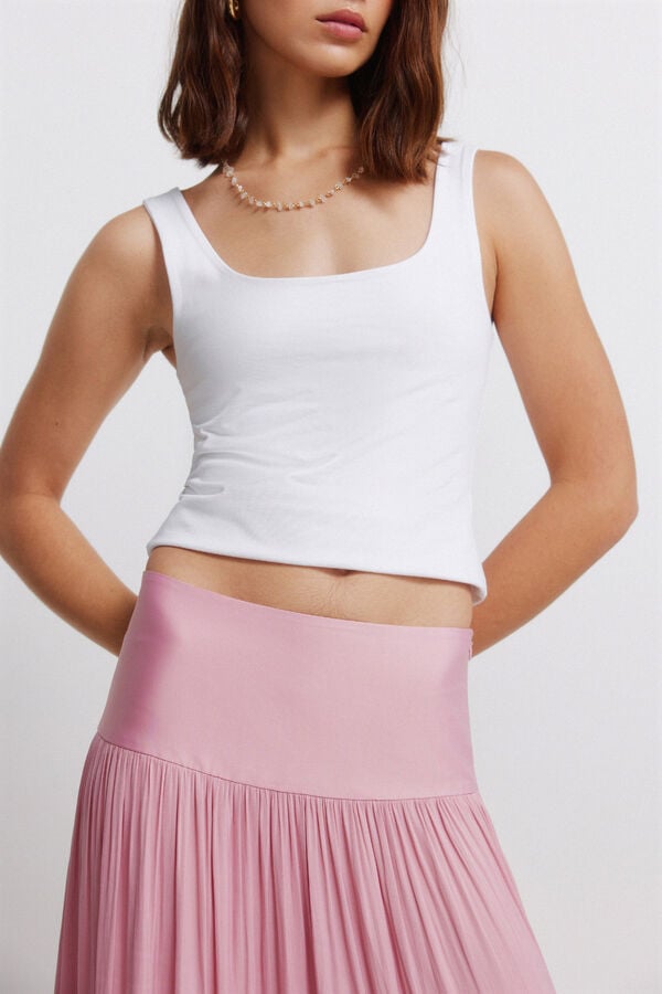 Springfield Pleated midi skirt pink