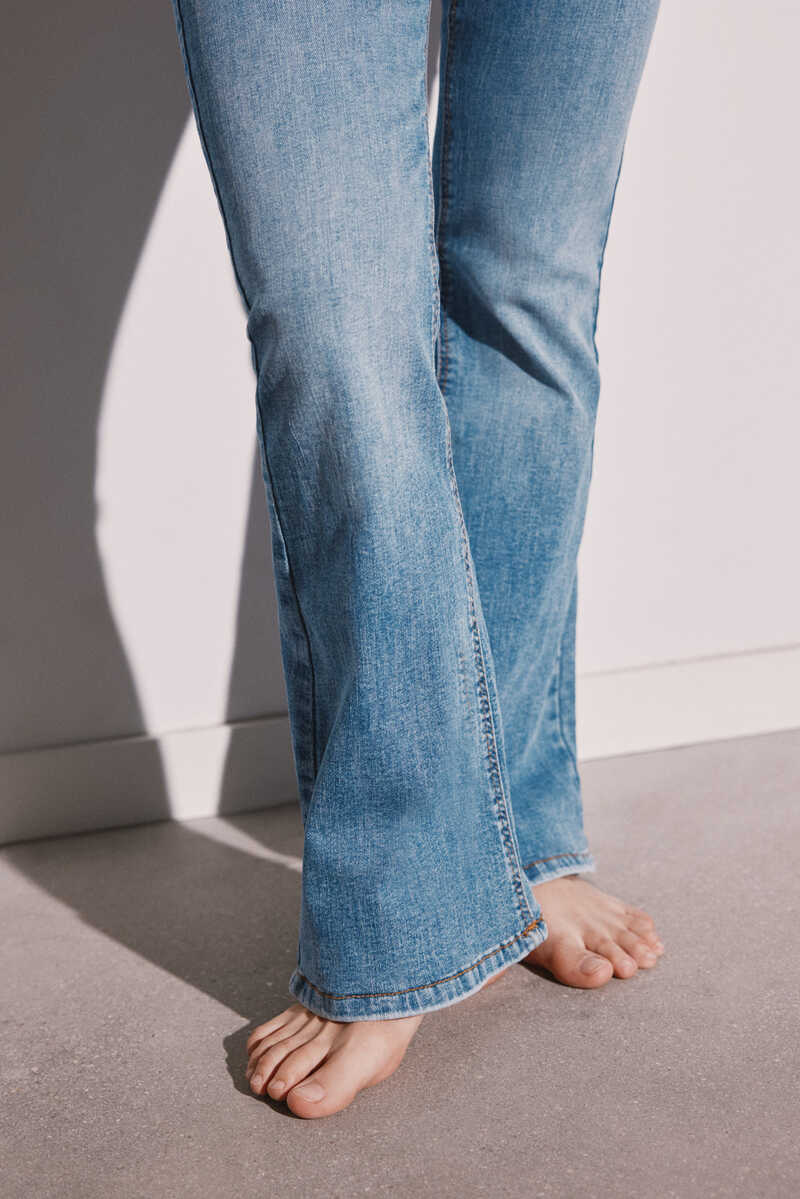 Springfield Cotton flared jeans steel blue
