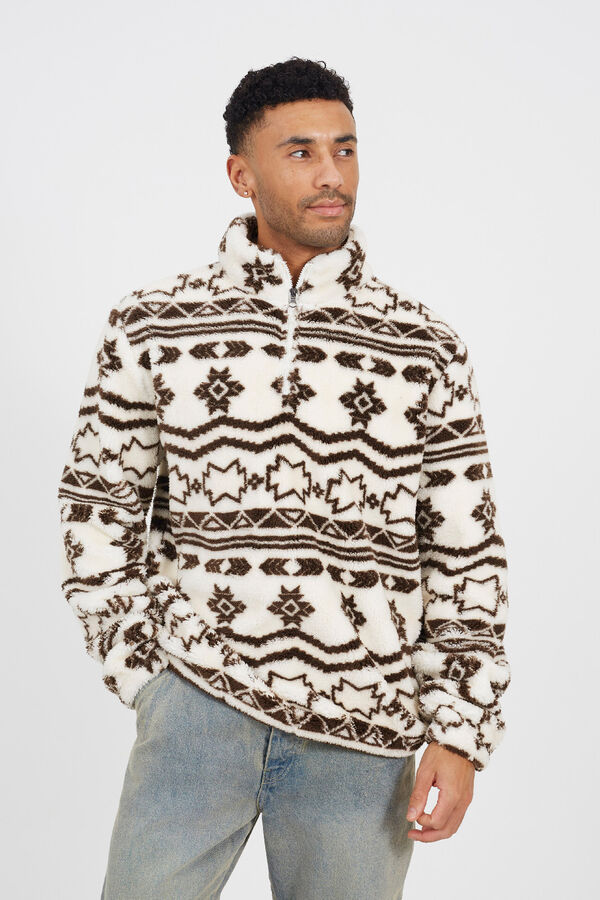 Brave Soul Sweatshirt com gola e fecho-&eacute;clair estampado