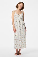 Pieces Vestido largo de tirantes estampado blanco