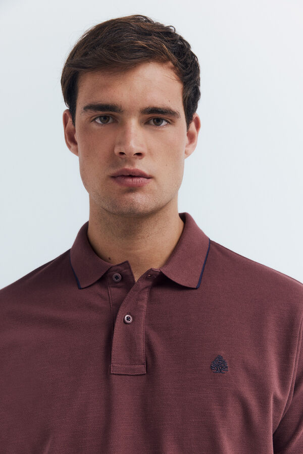 Springfield Fancy piqué polo shirt with regular fit tipping neck red