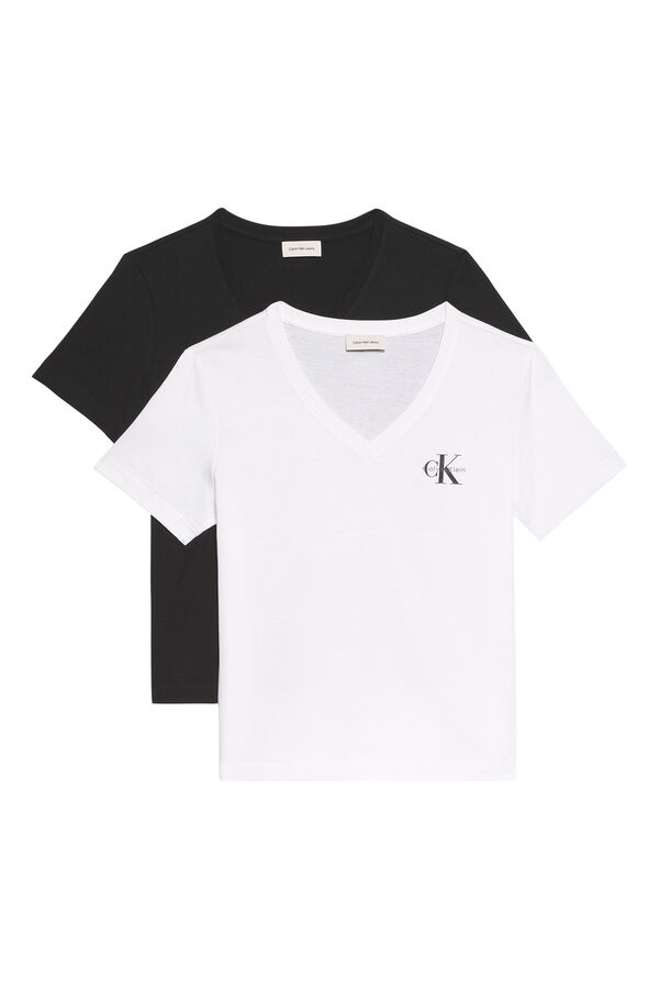 Calvin Klein Pack 2 camisetas cuello pico CK. negro