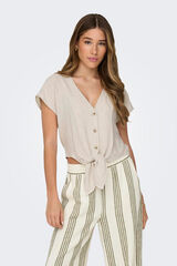 Only short sleeve linen shirt grey