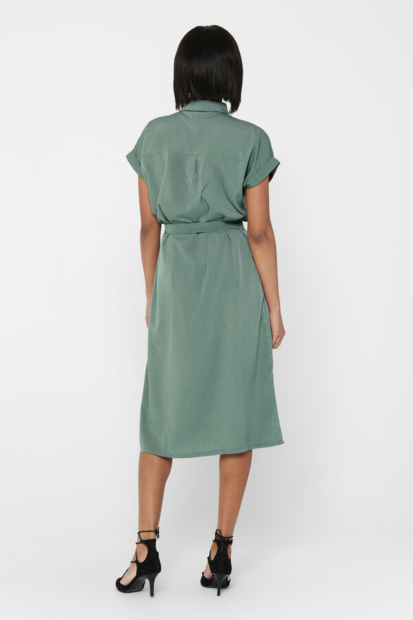 Only Vestido midi camiseiro verde