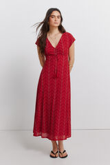 Springfield Robe midi fronc&eacute;e avec n&oelig;ud rouge