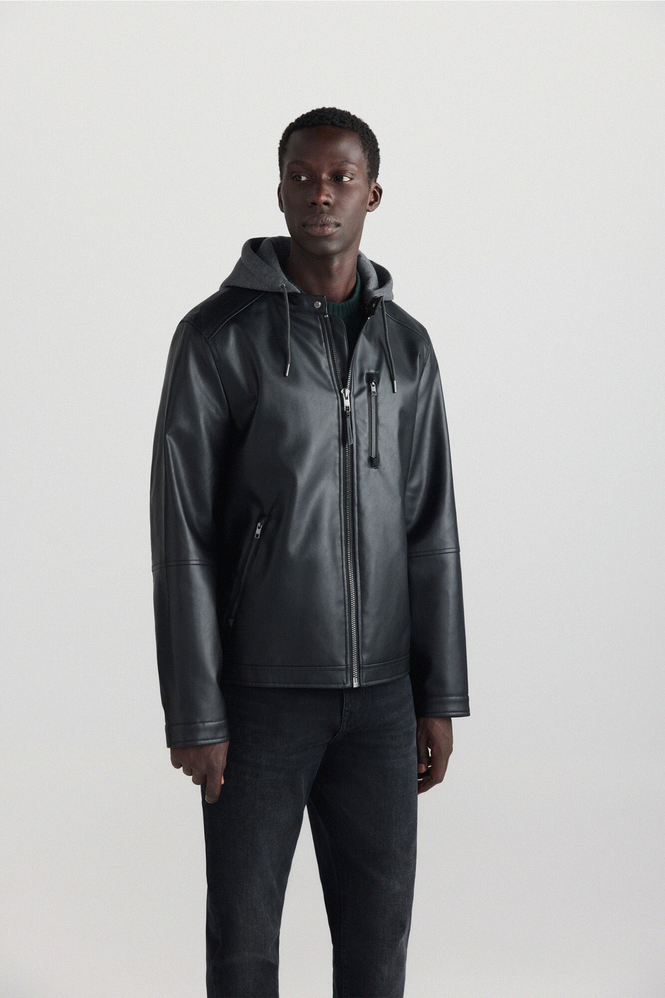 Springfield Faux leather hooded jacket