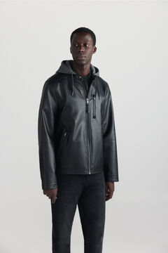 Springfield Faux leather hooded jacket