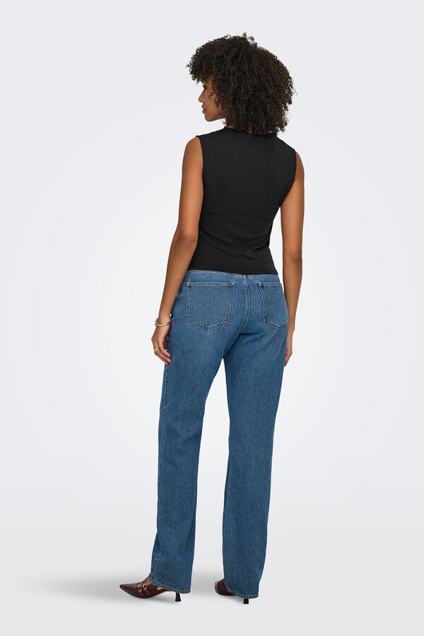 Only Top cuello drapeado negro