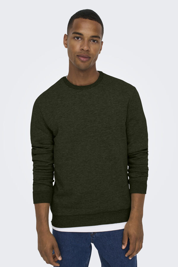 Springfield Sweatshirt mit Rundhalsausschnitt grün