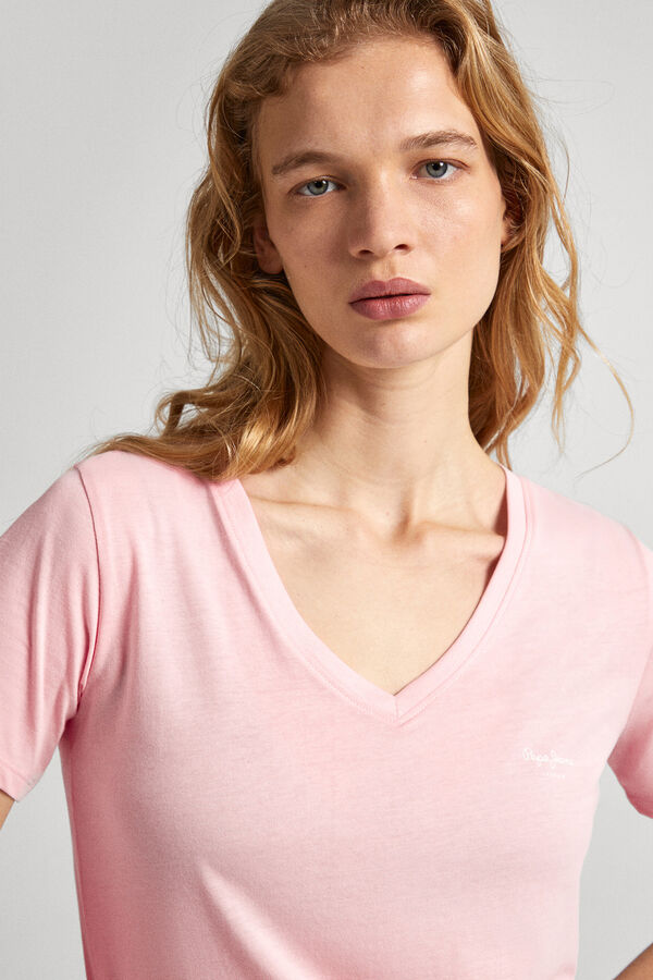 Springfield T-shirt gola em bico Lorette rosa