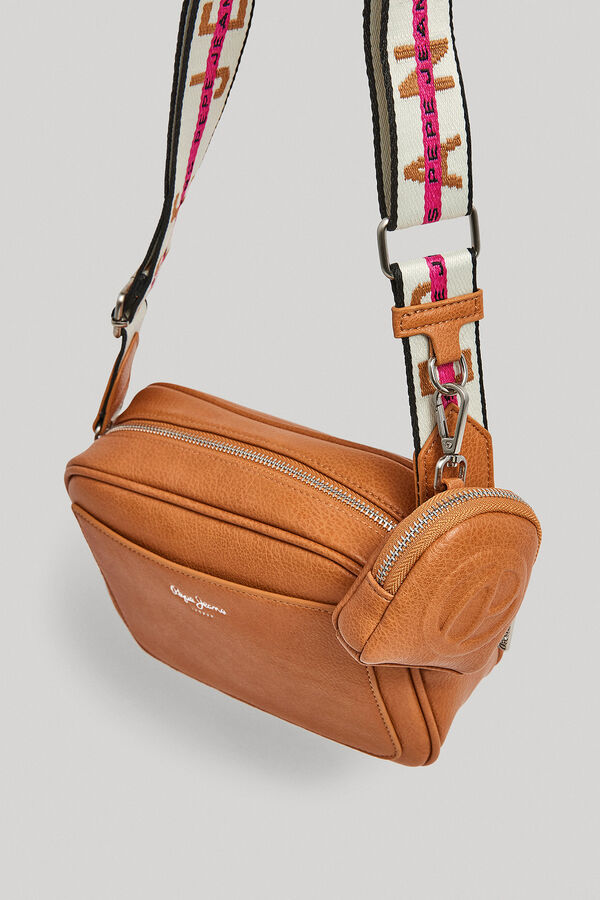 Springfield Camera Crossbody Bag with Embossed Logo tan