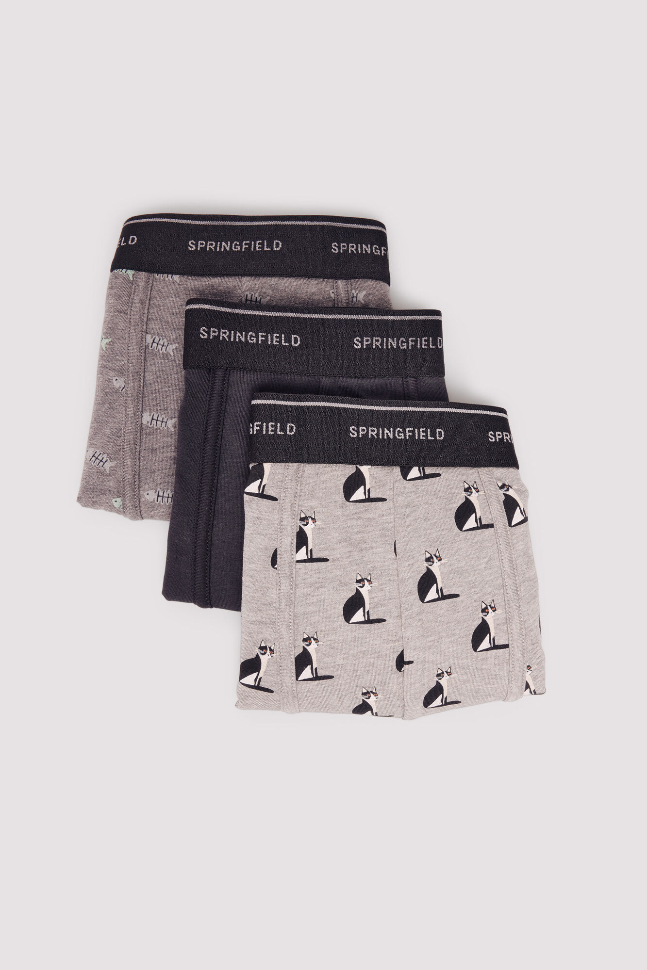 Springfield Pack of 3 cat and fish boxers
