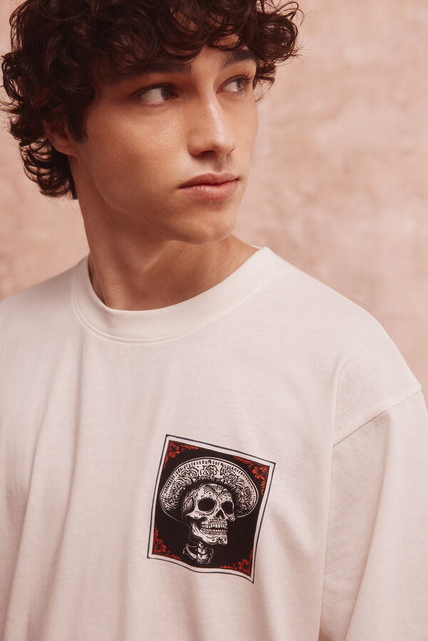 Springfield Skull Mex Hat T- T-shirt beige