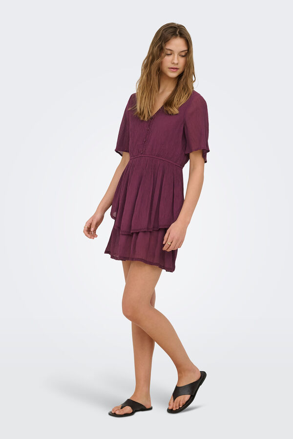 Only Kurzes strukturiertes Kleid mit Print