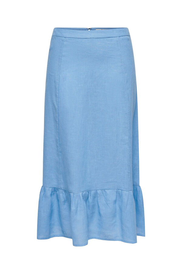 Springfield Falda larga lino azul medio
