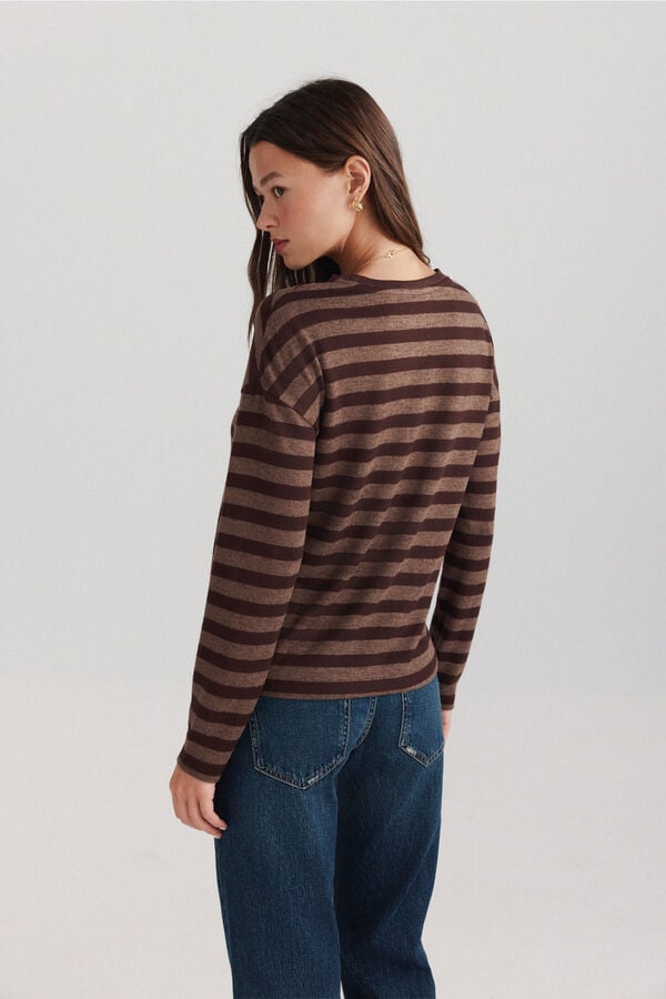 Springfield T-shirt manches longues &agrave; rayures nude