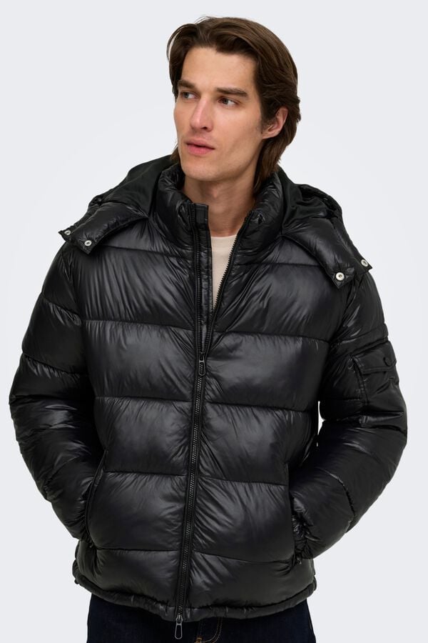 Only & Sons Chaqueta acolchada con capucha negro
