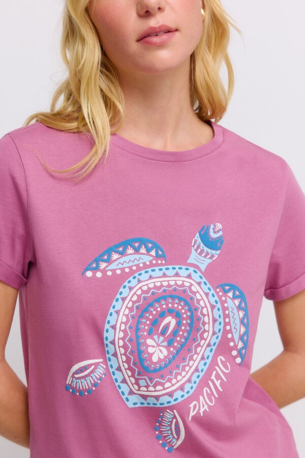 Springfield T-shirt de manga curta "waves" rosa