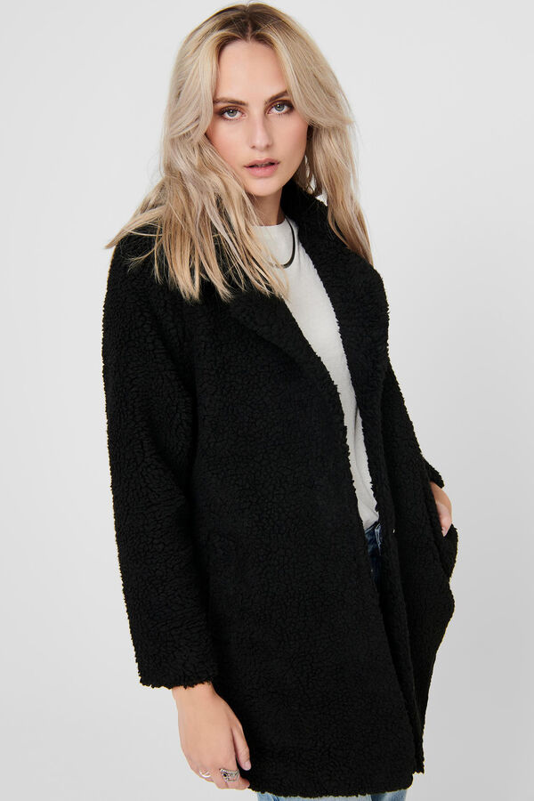 Springfield Faux shearling buttoned coat crna