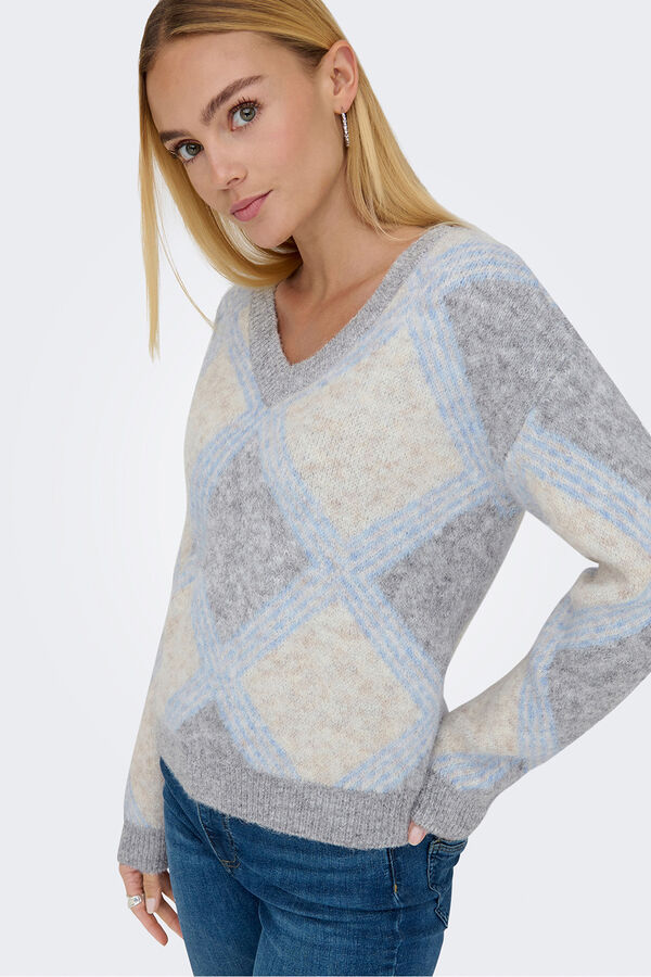 JDY V neck jumper grey