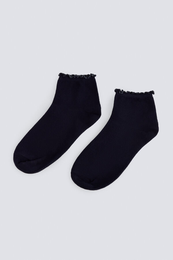 Springfield Lurex ribbed short socks blue