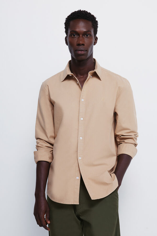 Springfield Garment dyed oxford shirt brown