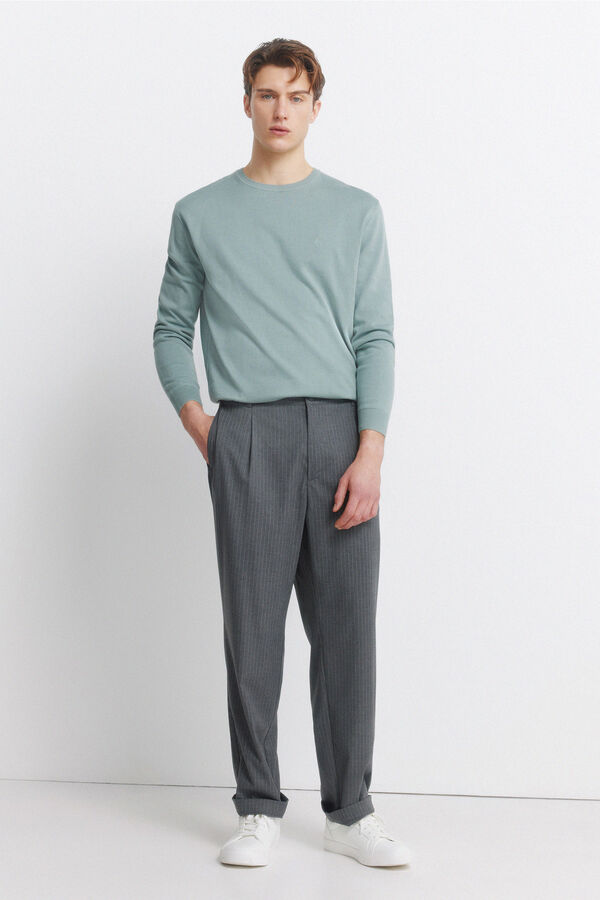Springfield Relaxed fit striped straight trousers grey