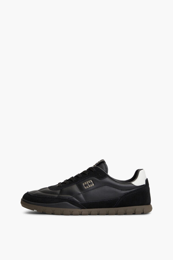 Tommy Jeans Leather sneakers with flag black