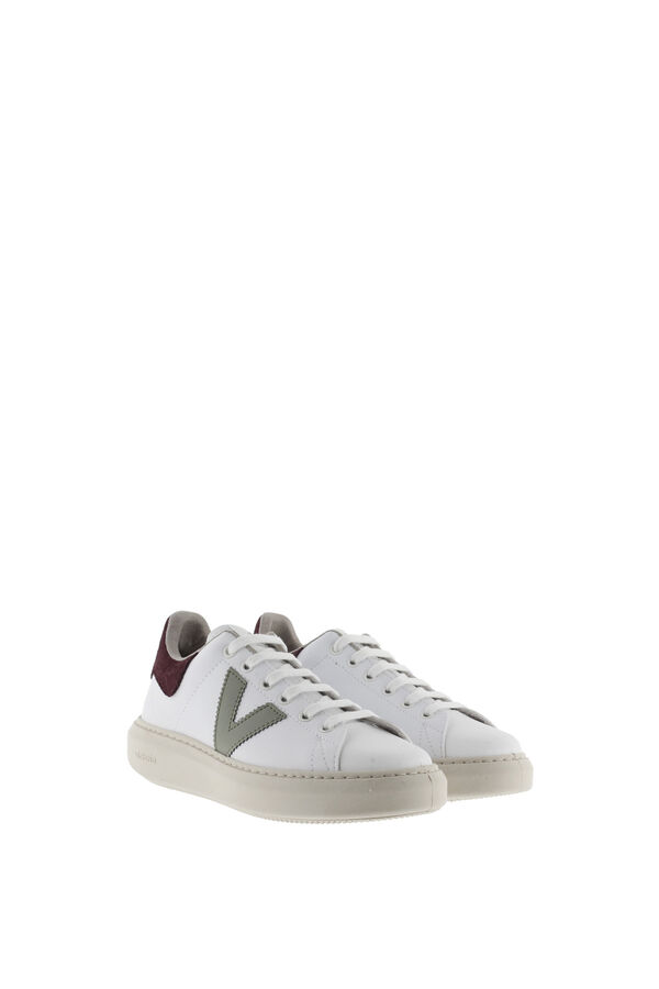 Springfield Faux Leather And Coloured Trainers Kaki