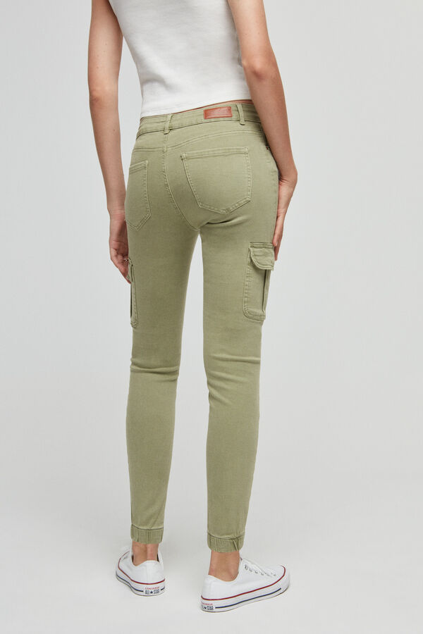 Springfield Jeans skinny cargo con bolsillos laterales verde