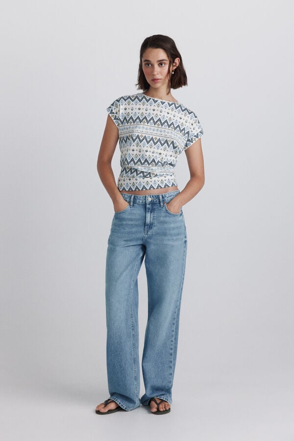 Springfield Printed shoulder button T-shirt printed
