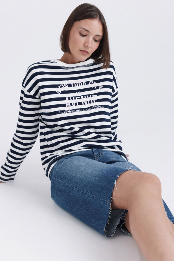 Springfield Striped fine knit jumper blue