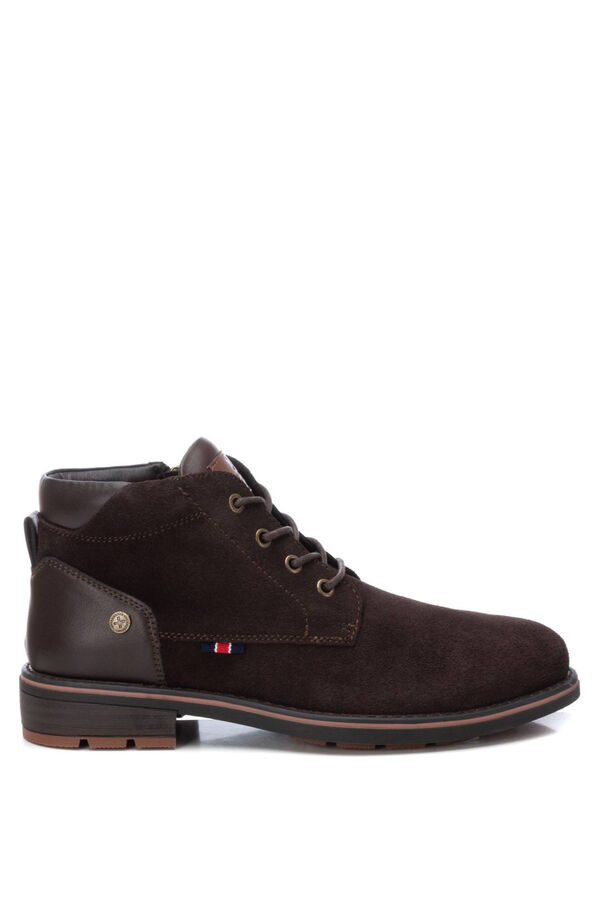 XTI Split leather ankle boot with zip fastening brown