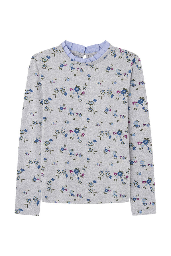 Springfield Floral T-shirt with Matching Collar grey