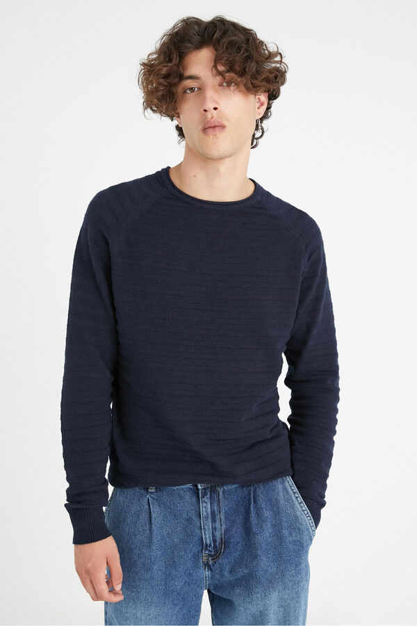 Inside Jersey Rayas Relieve azul