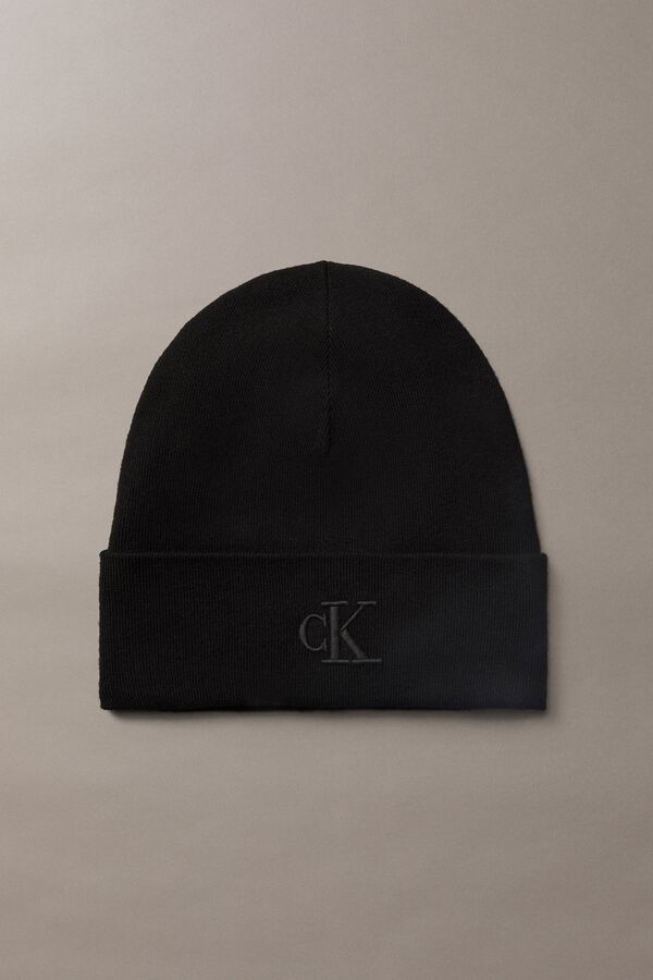 CK Jeans Logo knit beanie black