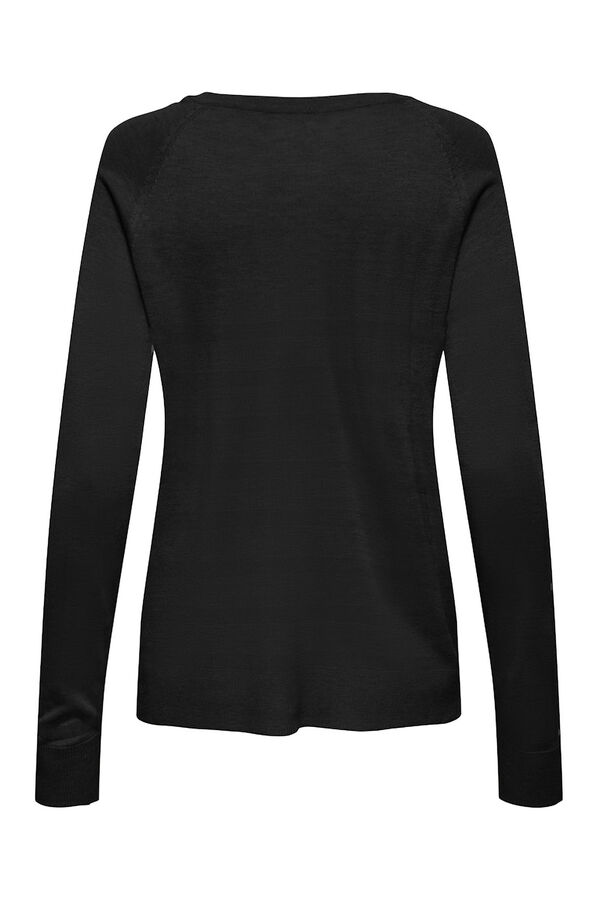 Only Jersey fino cuello de pico negro