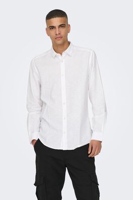 Camisa lino de manga larga slim fit