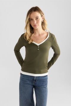 Springfield Two-tone fabric neck T-shirt