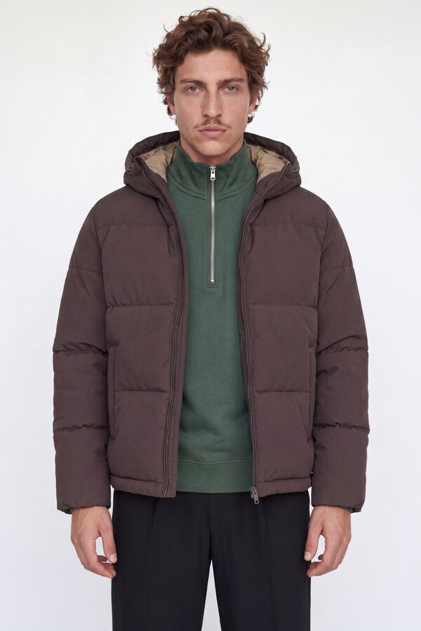 Jack & Jones Puffer jacket with hood brown