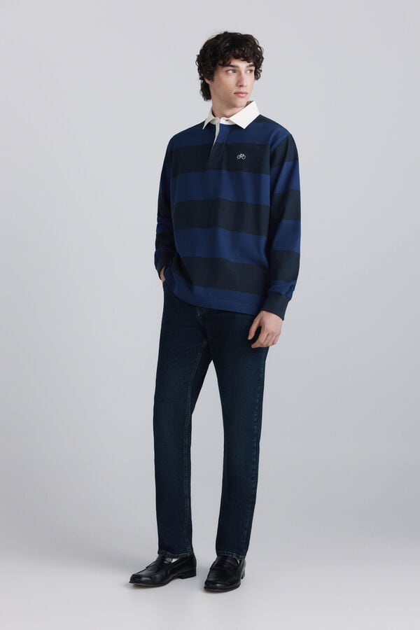 Springfield Dark wash overdyed slim fit jeans blue